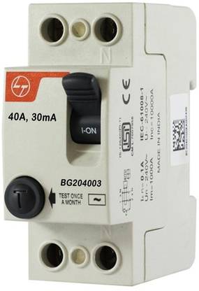 L&T RCCB Double Pole 40 AMP/30mA 240 V Residual Current Circuit Breaker ISI Mark BG204003 MCB