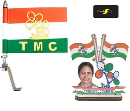 FLASHFULL All India Trinamool Congress Flag Double Sided Wind Car Dashboard Flag