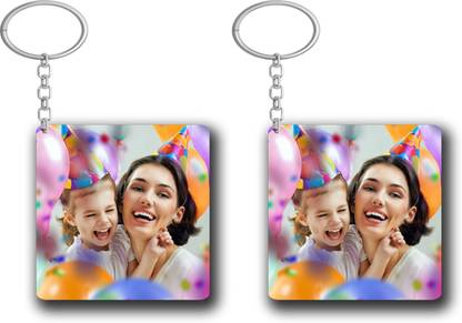 printkart Personalized Front Side Photo Keychain SQUARE Key Chain