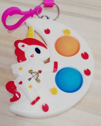 Magic of Gifts Robot Shape Pop It Toy with Unicorn Simple Dimple Fidget keychain for Kids Key Chain