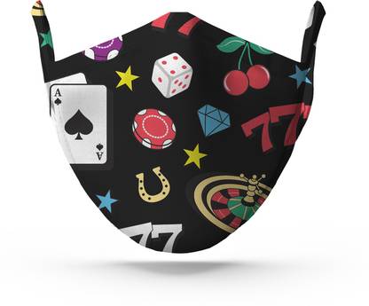 Whats Down BLACK-CASINO-FACEMASK Cloth Mask
