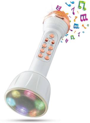Pick Ur Needs Superier Quality With LED Wireless Bluetooth Microphone Connection Player Speaker 2-in1 With Recording + USB+FM Microphone