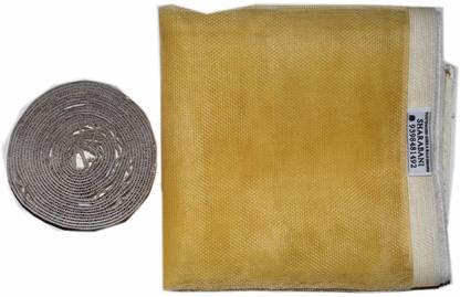 SHARABANI Fibre Infants Washable 3x2 Beige Mosquito Net mesh for Windows with Stitching Mosquito Net