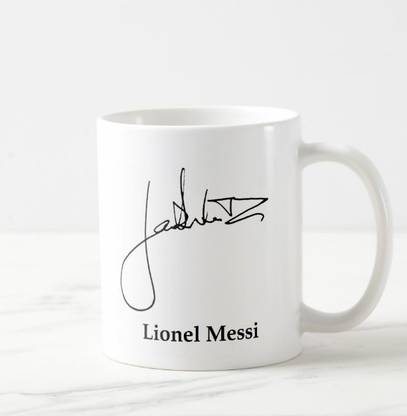TheWhoop Lionel Messi Signature Design Ceramic/Cup ( 325 ml) Ceramic Coffee Mug