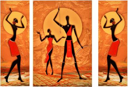 Shree Kala Home Decor African Tribal Dance Painting For Wall Décor Embossed 18 inch x 24 inch Painting