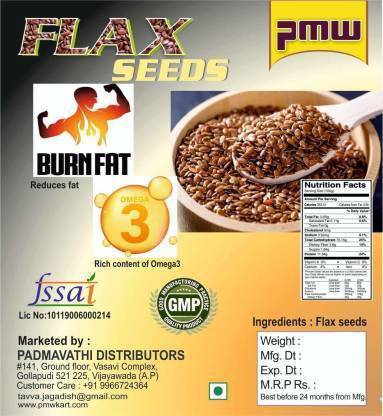 PMW Grade A Quality Raw Flax Seeds - 1 Kilo Seed