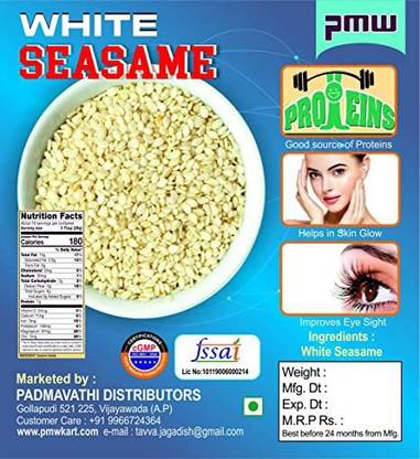 PMW Grade A Quality - White Sesame Seeds - Nuvvu Pappu - 100 Grams Seed