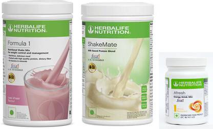 Herbalife Nutrition Formula 1 Shake Mix Rose Kheer Flavor+Shake Mate Milk Protein+ Afresh Lemon Plant-Based Protein