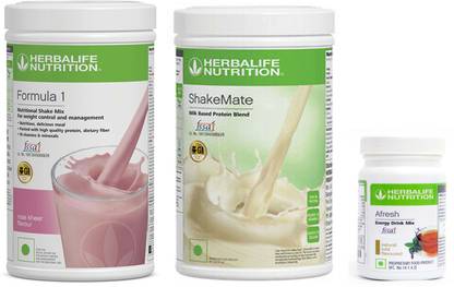 Herbalife Nutrition Formula 1 Shake Mix Rose Kheer Flavor+Shake Mate Milk Protein+ Afresh Tulsi Plant-Based Protein