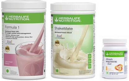 Herbalife Nutrition Formula 1 Shake Mix Rose Kheer Flavor+Shake Mate Milk Protein+ Afresh Ginger Plant-Based Protein