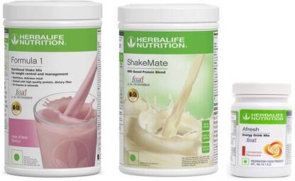 Herbalife Nutrition Formula 1 Shake Mix Rose Kheer Flavor+Shake Mate Milk Protein+ Afresh Cinnamon Plant-Based Protein
