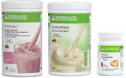 Herbalife Nutrition Formula 1 Shake Mix Rose Kheer Flavor+Shake Mate Milk Protein+ Afresh Elaichi Plant-Based Protein
