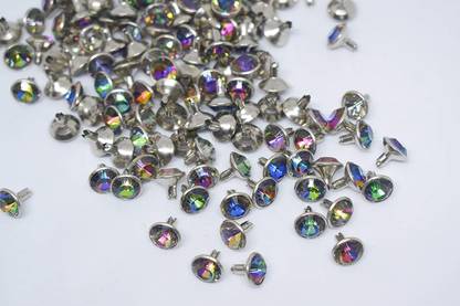 Asiatic Multi Color Shade Stone Fancy Rivet Button for Purse/Bags/Shoes pack of 100 Rivet