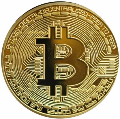Mridshala Bitcoin With Stand (BTC.Gold.) Decorative Showpiece  -  4 cm