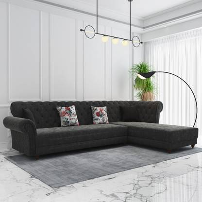 Mfur Country L-Shaped Sofa Set & Without Cushion Fabric 5 Seater  Sofa
