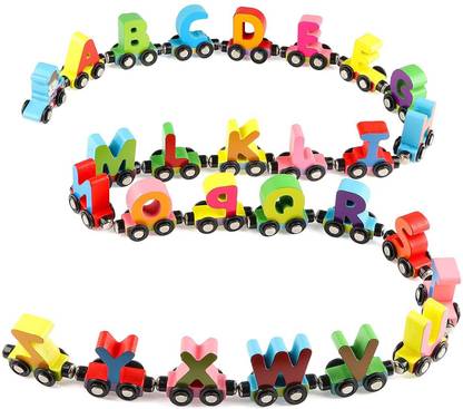 LIBRA Wooden Alphabet Train Toy Wooden Magnetic Alphabet ABC Train Set Toys For Kids