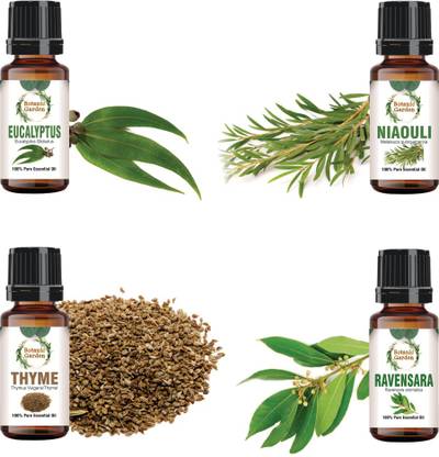 botanic garden Eucalyptus,Niaouli,Thyme,Ravensara Oils for Cold & Flu-10ml each