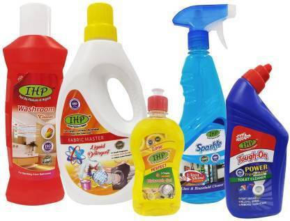 IHP Cleaning Combo Set Of 5 //500ml Each (2.5 L) + Washroom cleaner + Glass Cleaner + Toilet Cleaner +Liquid Detergent
