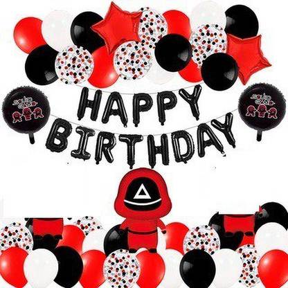 Anayatech squid game theme birthday combo-pack of 50