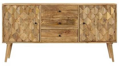 SMAART CRAAFTS Mango Wood Sideboard with 3Drawer and 2Door Storage Solid Wood Free Standing Sideboard