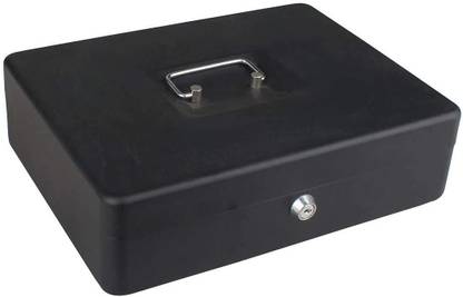 Betlex Large Cash Box with Key Lock | With Coin Try | Portable | 12 inch Petty Cash Box Cash Box