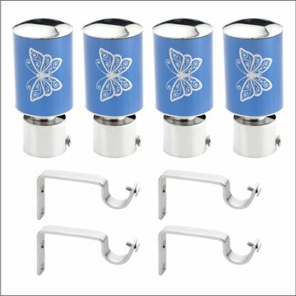 GLOXY Blue Rod Rail Bracket, Curtain Knobs, Curtain Hooks, Curtain Rods Metal