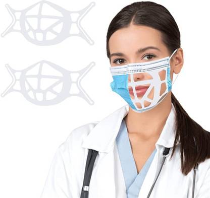Rhode Silicone 3D Face Mask Bracket, Face Mask Inner Support Frame (white-2Pcs) Ear Plug & Nose Clip