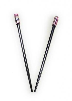 DARSH TRADING Handmade wooden Hair bun Stick with diamond (18CM, Pack of 3) Bun Stick