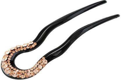Mizorri French Style Wavy Hair U-Shaped Crystal Hair Forks Bun Clip