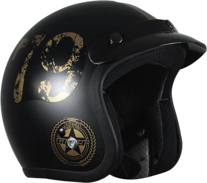 NIKKO N-356 Black Gold Prime Open Face Motorbike Helmet