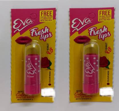 EVA MOISTURISING FRESH LIPS COLORED MINILIP BALM ROSE (2.4GM) PACK OF 02 ROSE