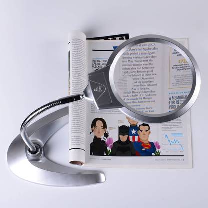 uptodatetools 2X 5X LEDMagnifier with Stand - with 2 LED Lamp Magnifying Glass 150mm Magnifier