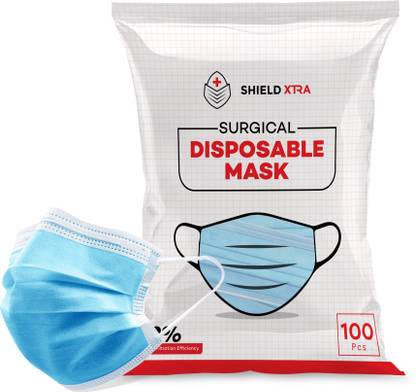 SHIELD XTRA 3 Ply -Surgical Face Mask Pouch with built in Nose Pin SX-3PLY-BLUE Surgical Mask With Melt Blown Fabric Layer
