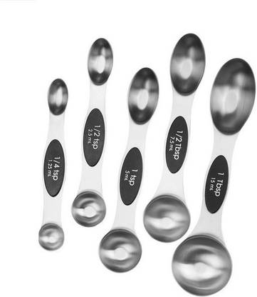 SYGA 5pcs Double Sided Magnetic Measuring Spoon Set Tablespoon - Black Measuring Cup Set