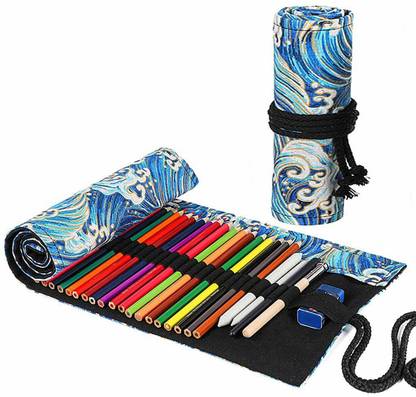 BOLT 72 Holes Canvas Pencil Wrap Case for Adults and Kids Colored Pencil Roll Up Canvas Pouch Package Art Canvas Pencil Box