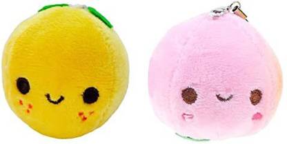 Emily Pets Fruit Plush Peach Toy Mini Cute Soft Pendant Cats Toy Pack of 2, Color May Vary, Cotton Chew Toy, Soft Toy For Cat