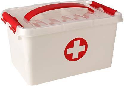 supertive Storage Box Multi Compartment Plastic Lockable Double Layer First Aid Kit Pill Box