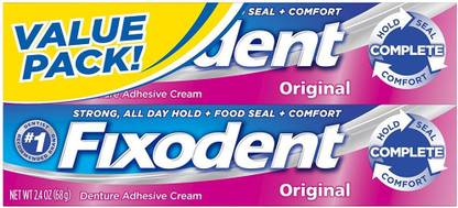 Fixodent Complete Original Denture Adhesive Cream Twin Pack 4.8 Oz Toothpaste