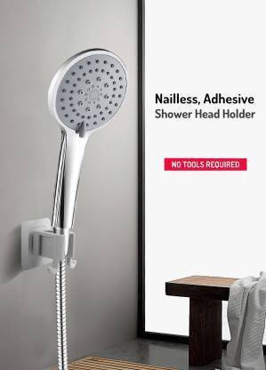 GRISHVA Adhesive Shower Head Holder Adjustable Handheld Shower Holder NO Drilling (pc 3) Shower Head