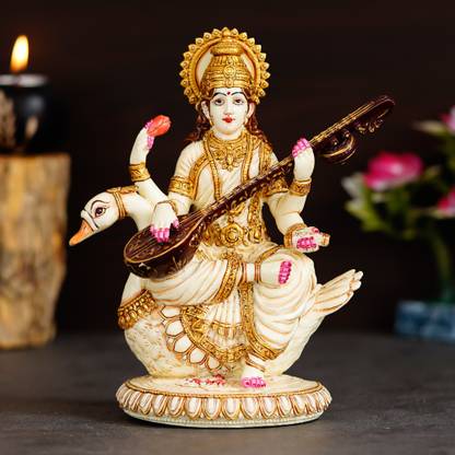 Mukundra Art N Craft MAA SARASWATI STATUE डेकोरेटिव शोपीस  -  21.6 cm
