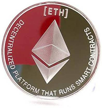 Mridshala Ethereum Silver ETH coin Decorative Showpiece  -  4 cm