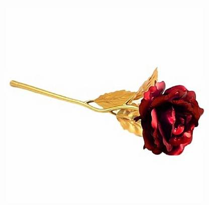 Corvell 24K Red & Golden Rose With Gift Box Red Rose Artificial Flower