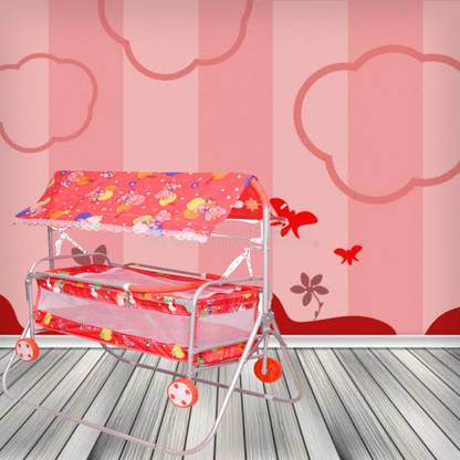 STEELOART baby cradle for your child with heavy metal body (Red) Bassinet