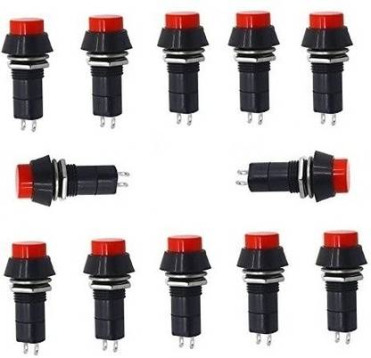 ATEKT On/Off 2 pin Self-Locking Latching Push Button Switch pack of 12 Power Supply Electronic Hobby Kit