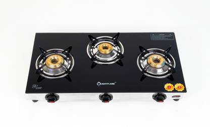 LIGHTFLAME 3 Burners Smart plus super big burner Glass Manual Gas Stove
