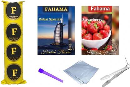 FAHAMA MAGIC COIL DUBAI SPECIAL STRAWBERRY FLAVOR CHIMTA FOIL PAPER MOUTH TIP COMBO DUBAI SPECIAL, STRAWBERRY Hookah Flavor