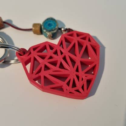 3Dreams4U Polygon Heart Keychain, Keyring ,3D Printed, Key Chain