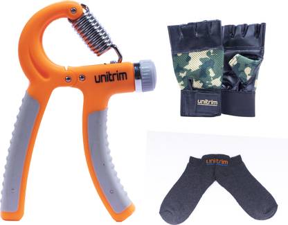 UNITRIM 100 kg Adjustable Hand Grip, Handgloves and Socks Combo Home Gym Combo