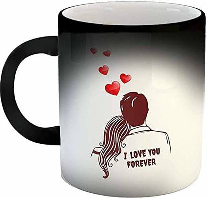 PRIDE STORE "I love you forever" Printed magic mug Valentines day special gift magic mug Ceramic Coffee Mug