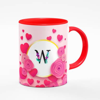 THE NK Store The NK Stores Red Coffee mug Letter Alphabet X Gift for Girlfriend Boyfriend Ceramic Coffee Mug